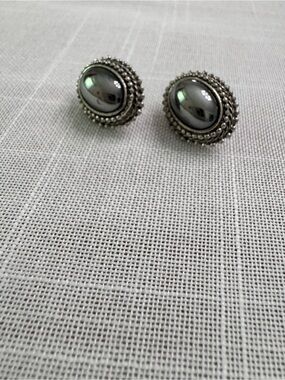 Vintage Mid-Century Style Oval Beaded Post Earrings
